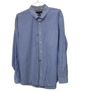 Tommy Hilfiger Blue and White Check Button Down Shirt Mens Size XL Classic Fit